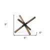 HomeRoots 6" Brown Metal And Wood Modern Abstract Tabletop Sculpture - 3 of 4