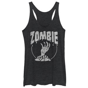 Women's CHIN UP Halloween Zombie Attack Racerback Tank Top - 1 of 3
