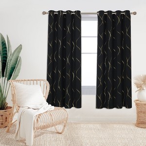 Deconovo Gold Line 52 Width Curtain Panel Pair (2 Panel) - 1 of 4