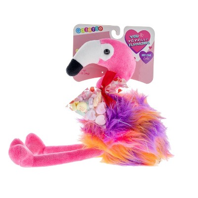 Brach's Valentine's Rainbow Flamingo Plush with Conversation Hearts - 0.93oz