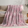 Lomsoe Pink & White Snowflake Flannel Blanket - Soft Flannel All-Season Bedspread/Throw - Cozy Bedding for Christmas, New Year's. - 2 of 4