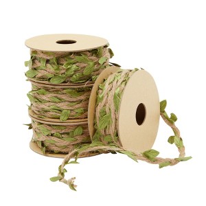 Juvale Burlap Leaf Ribbon - Jungle Party, Safari Party, Fairy Party, Enchanted Forest Decor (4 Rolls, 65.6 Ft Total) - 1 of 4