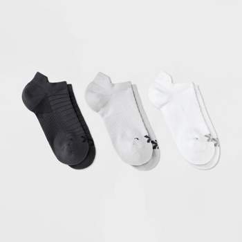 Women's 3pk Mesh Striped No Show Tab Athletic Socks - All in Motion™ White/Light Gray/Dark Gray 4-10