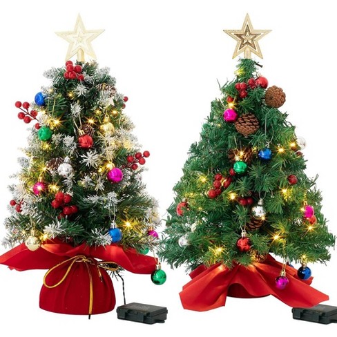 2pcs 50 Led Mini Tabletop Christmas Tree Prelit 24in : Target