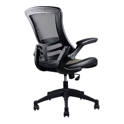 Ergonomic Black Mesh and Leather Task Chair with Adjustable Arms