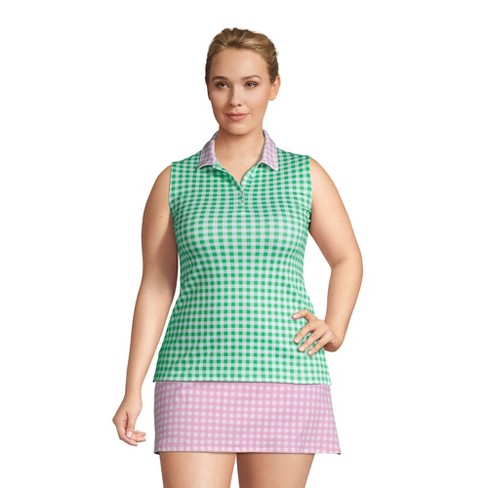 Lands End Draper James X Lands End Women s Plus Size Sleeveless Supima Polo Shirt 2x Pale Green pink Gingham Mix Target