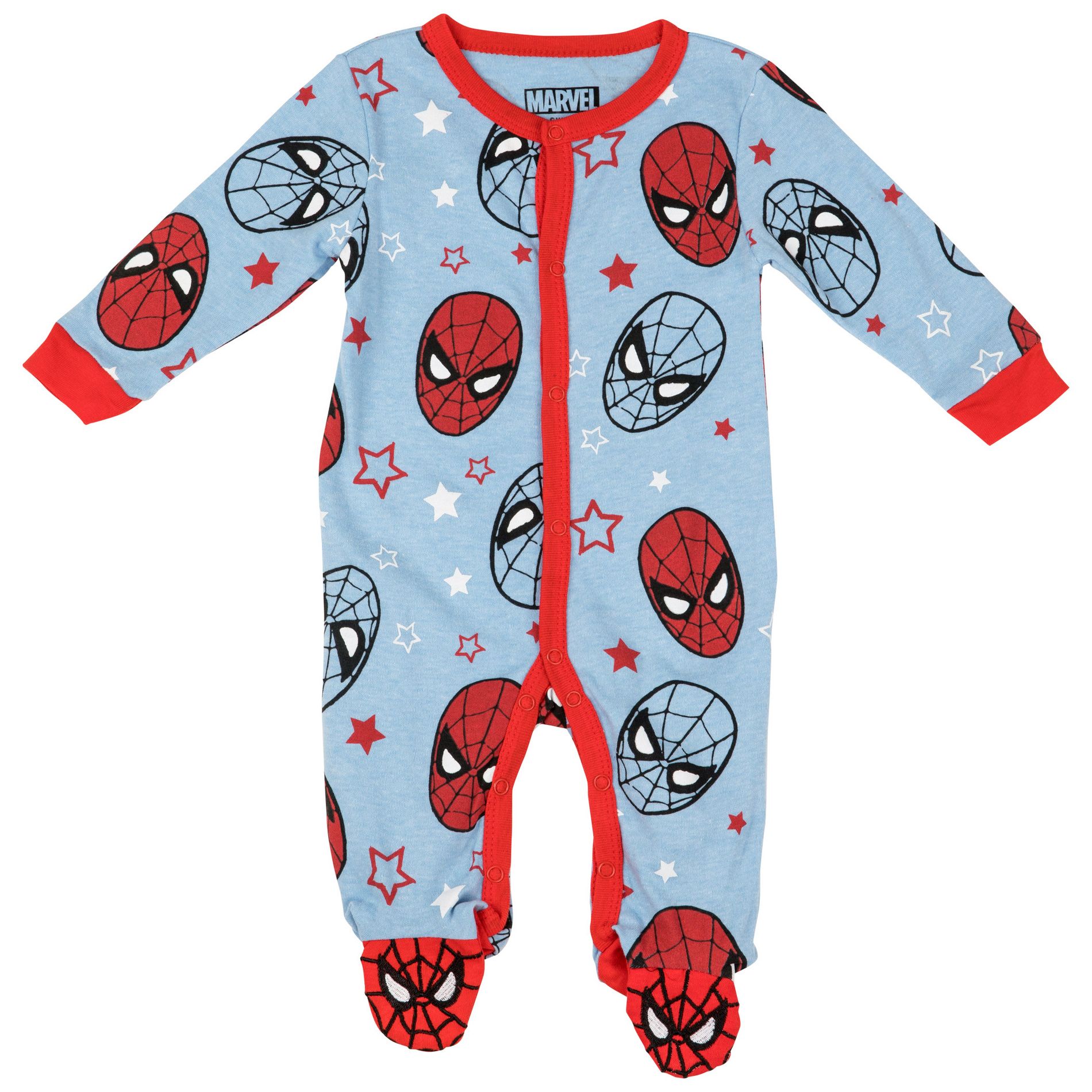 Kids Spider-Man Mask All Over Print Sleep and Play Footed Pajamas - 3-6 Months
