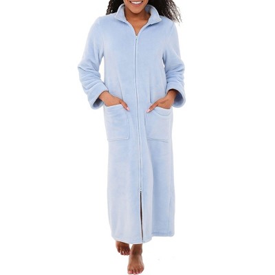 ADR Women's Zip Up Robe Fleece Soft Warm Plush Oversized Zipper Bathrobe