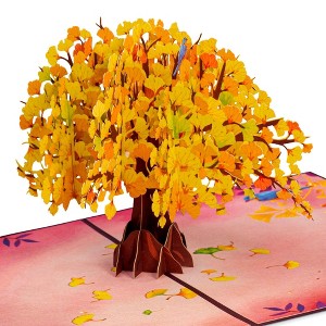 Paper Love 3D Ginko Tree Pop Up Greeting Card, for Fall, Thanksgiving, All Occasions - 5" x 7" Cover with Note Tag - 1 of 4