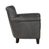 Classic Traditional Gray Accent Chair 1pc Solid Wood Frame Top-Grain Leather Nailhead Trim Living Room Furniture - 3 of 4