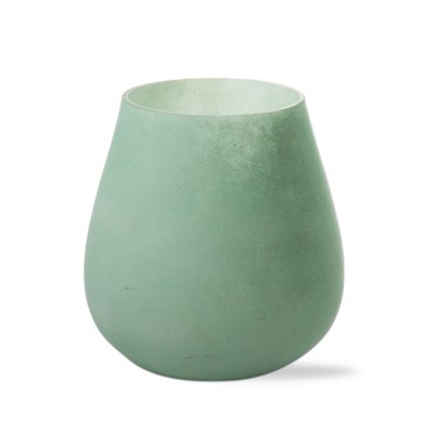 tagltd Monterey Frosted Tealight Holder Green Standard Size Tealight Candlestick Holder Made Of Glass Home Decor