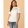 Allegra K Women's Summer Casual Chiffon Lace Panel Puff Sleeve Blouse - 3 of 4