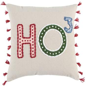 18"x18" Poly Filled 'Ho' Square Throw Pillow - Rizzy Home