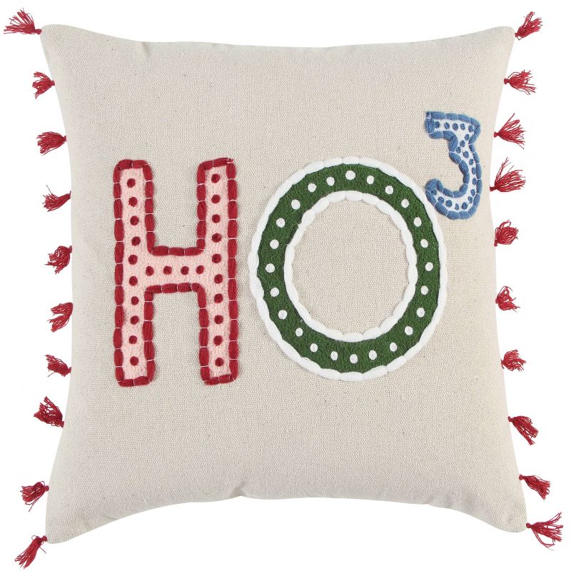 18&#34;x18&#34; Poly Filled &#39;Ho&#39; Square Throw Pillow - Rizzy Home, 1 of 7