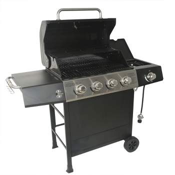 Grill Boss Outdoor BBQ Burner Propane Gas Grill for Barbecue Cooking with Side Burner, Lid, Wheels, Shelves and Bottle Opener