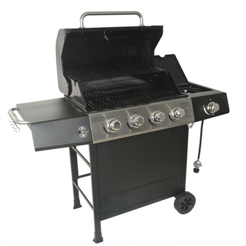 Grill Boss Outdoor Bbq 4 Propane Gas Grill For Barbecue Cooking With Top Cover Lid, Wheels, Shelves, & Bottle Opener, Black : Target
