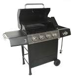 Grill Boss GBC1449M Outdoor BBQ 4 Burner Propane Gas Grill for Barbecue Cooking with Side Burner, Lid, Wheels, Shelves, & Bottle Opener, Black