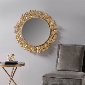 Eden Foil Ginkgo Decorative Wall Mirror Gold - Martha Stewart: Luxurious Iron Frame, 30.5" Diameter, No Assembly Required - 1 of 4