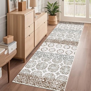 Washable Area Rugs for Living Room,Low Pile Non Slip Vintage Oriental Soft Accent Carpet,Stain Resistant Foldable Floor Mats for Bedroom,Dining Room - 1 of 4