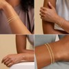 BRINJOY 14K Gold Plated Bracelet Set - 5 Piece Stackable CZ Tennis Bracelets with Heart Charm, Adjustable Waterproof Jewelry Gift for Women - 3 of 4
