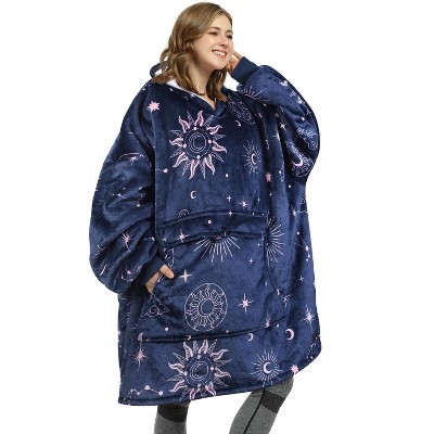 Catalonia Women's Oversized Flannel Blanket Hoodie Sweatshirt, Cozy Warm Blanket Wearable Fleece Pullover, Soft Lounge Sweatshirt for Gift Woman Wife