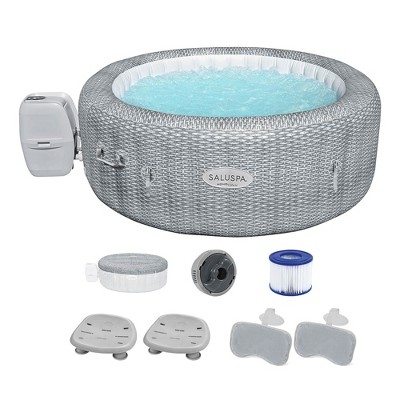 Bestway SaluSpa Honolulu AirJet Inflatable Hot Tub & 2 SaluSpa Underwater Non Slip Pool/Spa Seat w/Adjustable Legs & Padded Headrest Pillows