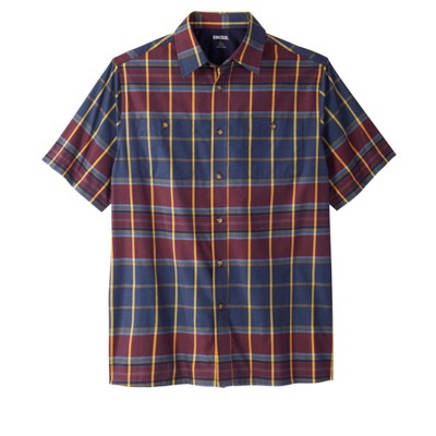 KingSize Short-Sleeve Plaid Sport Shirt