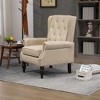 Modern Accent Chair with Rubber Wood Legs, Stylish Button-Tufted Lounge Armchair for Living Room & Bedroom - ModernLuxe - 4 of 4