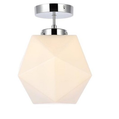 Lawrence Chrome and White Glass 1-Light Flush Mount