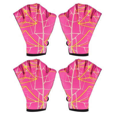 Unique Bargains Swimming Diving Training Resistance Webbed Aquatic Gloves 2 Pairs