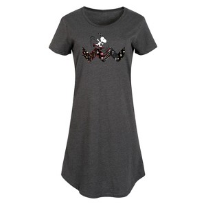 Women's Peanuts Snoopy Skating Pattern Graphic T-shirt Dress - Heather Charcoal - 4X - 1 of 4