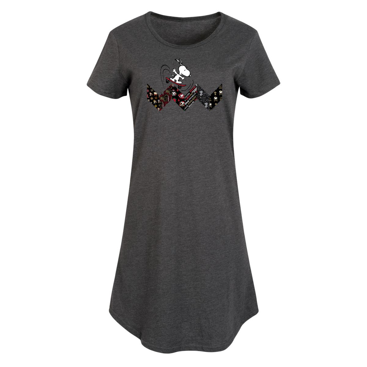 Women's - Peanuts - Snoopy Skating Pattern Graphic T-shirt Dress - thumbnail 7