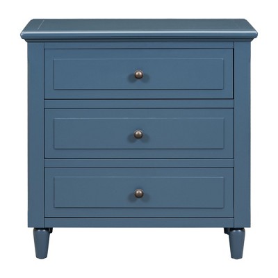 NicBex Modern Wooden Nightstand End Table with 3 Drawers for Bedroom and Living Room
