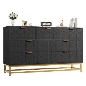 53.5“ Wide Dresser for Bedroom,Modern 7 Drawer Triple Dresser with Gold Accents,Long Storage Organizer for TV Stand & Closet - 1 of 4