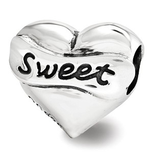 Black Bow Jewelry Sterling Silver & Pink Crystal Sweet 16 Double Sided Heart Bead Charm - 1 of 4