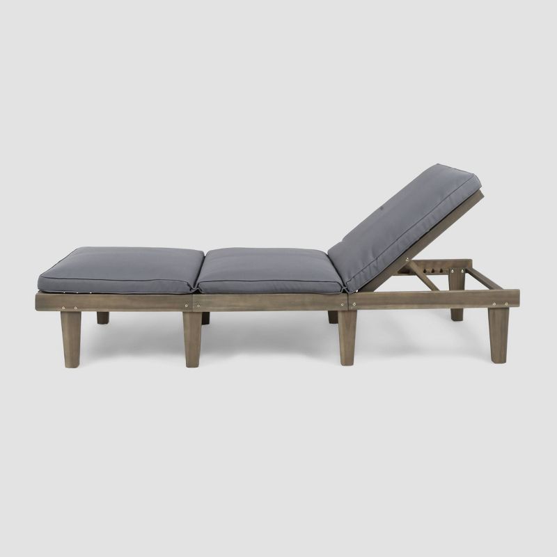 Ariana Acacia Wood Chaise Lounge - Gray/Dark Gray - Christopher Knight Home, 3 of 6