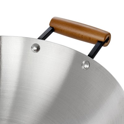 Oster Sangerfield 14in Stainless Steel Wok with Wooden Handles