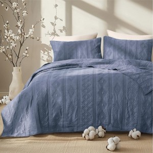 Bedsure 100% Cotton Quilt Set Lightweight Bedspread Cozy Bedding Coverlet Pillow Shams - 1 of 4