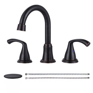 WOWOW 8 in. Widespread Double Handle Bathroom Faucet in Brushed Nickel - 1 of 4