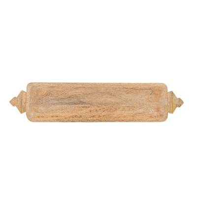 Carved Handle Serving Tray Natural Mango Wood by Foreside Home & Garden