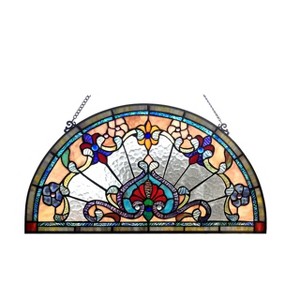 Chloe Lighting Emersyn Victorian Tiffany-Glass Window Panel 24" Wide - 1 of 3