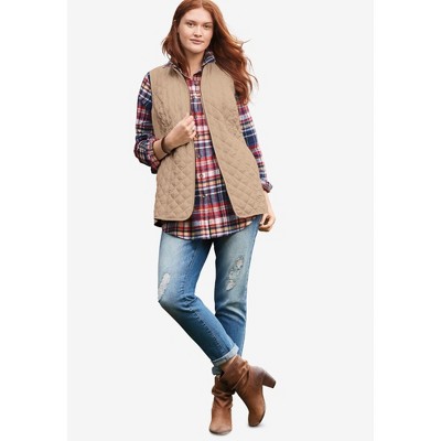 Woman Within Zip-Front Quilted Vest