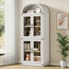 Arched Bookshelf with Doors Farmhouse Bookcase 15.83in Depth Display Storage Shelves - 3 of 4