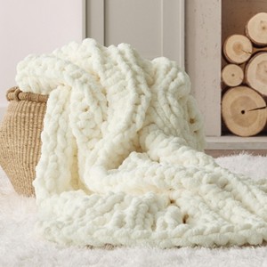 Bedsure Chunky Knit Throw Blanket for Couch - 100% Hand Knitted, 5.06 lbs Chenille Blanket for Bed Living Room Home Decor, Thick and Soft - 1 of 4