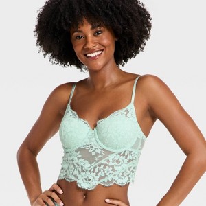 Women's Lightly Lined Lace Lingerie Bra Top - Auden™ Mint Blue M