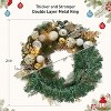 Coucheta 24 Inch Christmas Wreath with Lights - Pre-Lit Battery Operated, Lighted Xmas Door Wreath with Ball Ornaments, Gold & Silver - 4 of 4