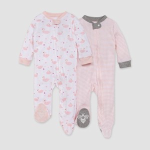 Burt's Bees Baby® Girls' 2pk Graceful Swan Sleep N' Play - Pink - 1 of 4