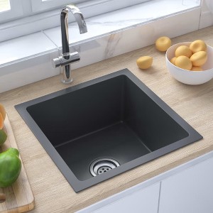 vidaXL Handmade Kitchen Sink Black Stainless Steel - 1 of 4