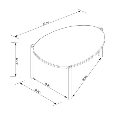 Modern Green MDF and Eucalyptus Wood Elliptical Accent Table Set