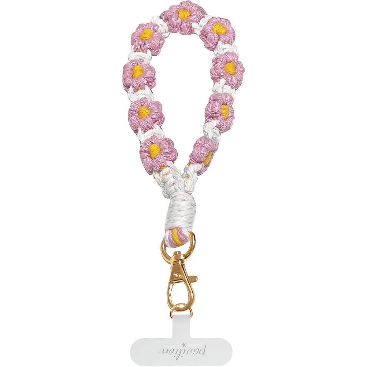 Pavilion Gift Company - Cherry Blossom Wristlet - Crocheted Hands-Free Wrist Strap - Cell Phone Accessories